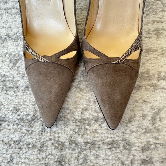Jimmy Choo Grey Suede & Snakeskin Pumps Size 38 - Picture 7 of 14